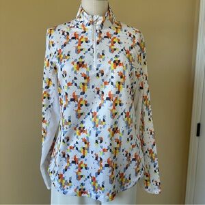 Callaway Opti Dry Long Sleeve Quarter Zip Multi Colored Golf Shirt Size Medium